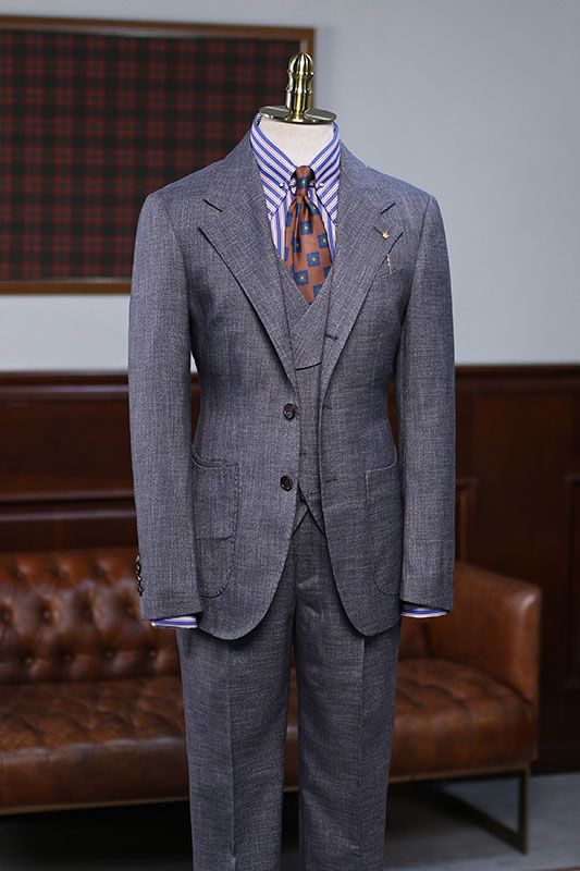 Heather Gray Notched Lapel 3 Piece Formal Men Suits Main image