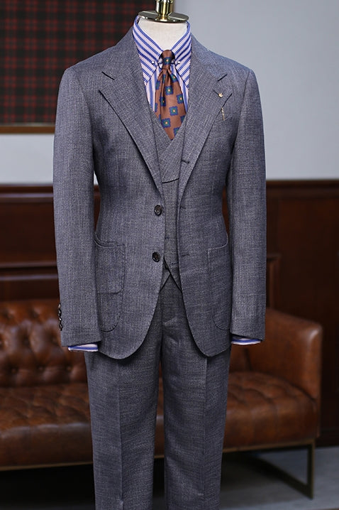 Heather Gray Notched Lapel 3 Piece Formal Men Suits Secondary image