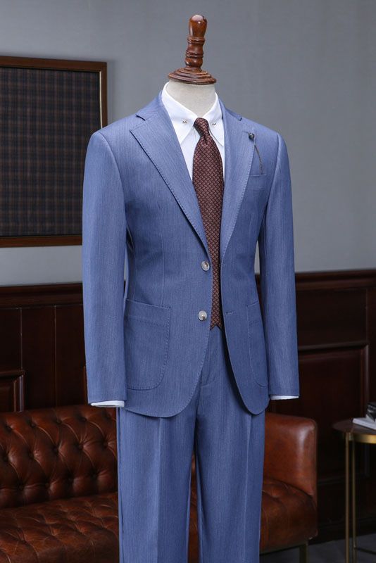 Light Denim Blue Notched Lapel Men Suits Main image
