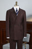 Dark Chocolate Brown Plaid Double Breasted Peaked Lapel Men Suits
