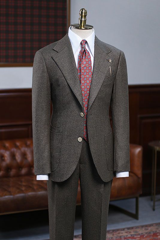 Light Brown Plaid Notched Lapel Best Fitted Men Suits Main image