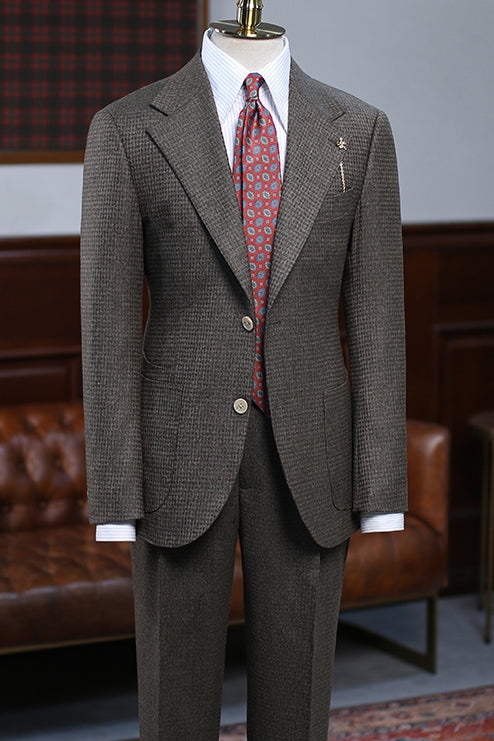 Light Brown Plaid Notched Lapel Best Fitted Men Suits