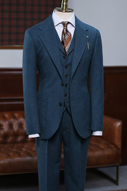 Fancy Deep Teal Blue Notched Lapel Men Suits Secondary image
