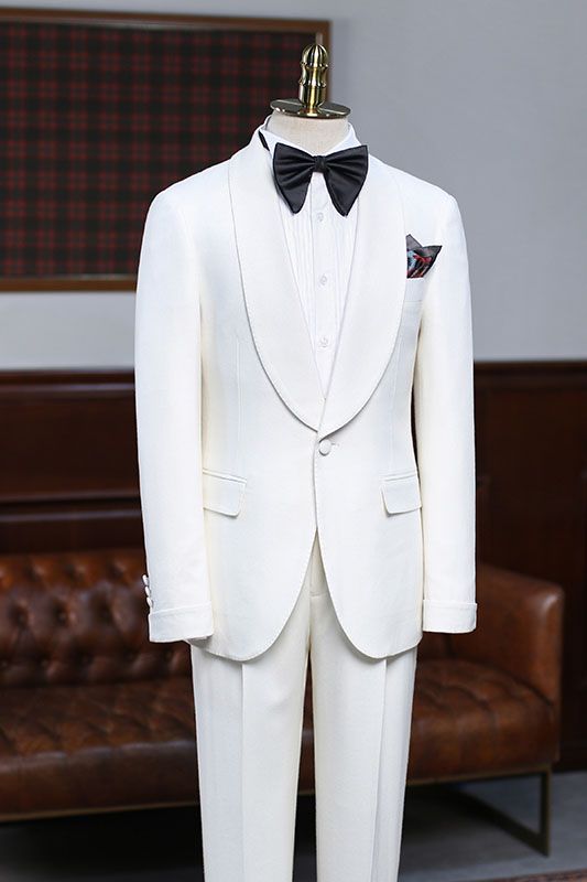 Classic White One Button Shawl Lapel Men Suits Main image
