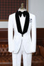Classy White One Button Black Shawl Lapel Men Suits