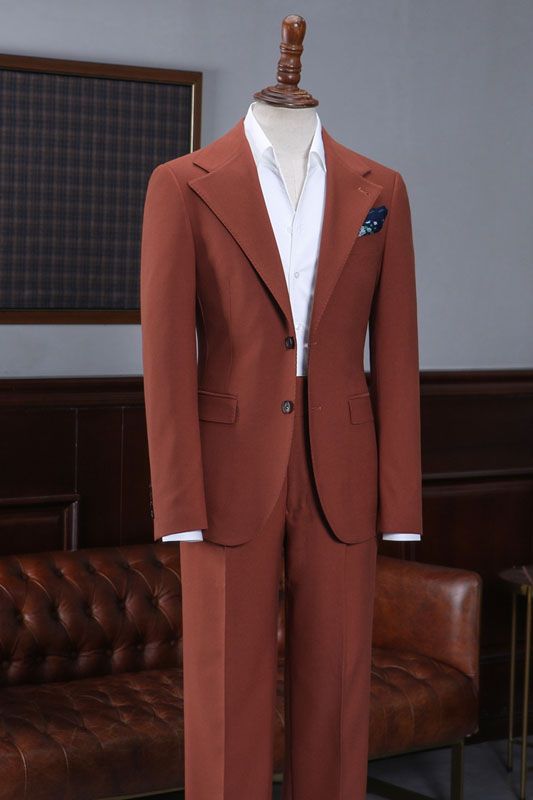 Chic Rust Orange Notched Lapel Stylish Men Suits Main image