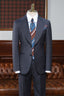 Fancy Dark Gray Striped Peaked Lapel Stylish Men Suits