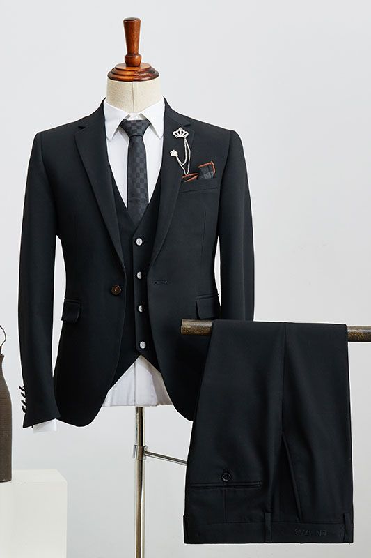 Newest Black 3 Piece Notched Lapel Classic Men Suits Main image