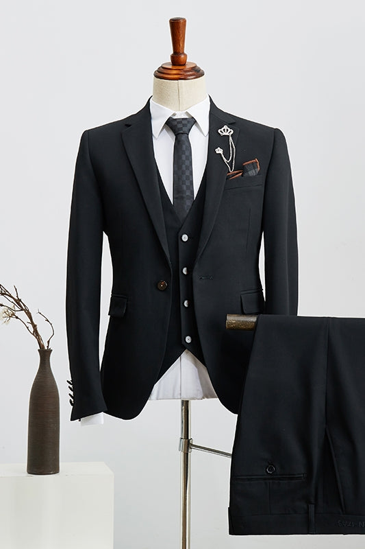 Newest Black 3 Piece Notched Lapel Classic Men Suits Secondary image