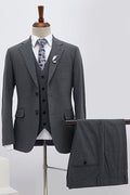 Popular Dark Gray 3 Piece Notched Lapel Men Suits
