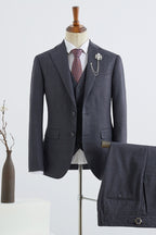 3 Piece Dark Charcoal Gray Notched Lapel Chic Men Suits