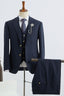 Fancy 3 Piece Navy Notched Lapel Men Suits