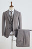 3 Piece Herringbone Taupe Brown Notched Lapel Men Suits