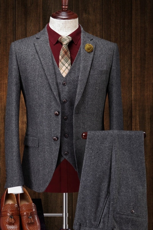 Slim Fit Dark Gray 3 Piece Notched Lapel Men Suits Secondary image