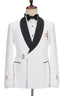 White Jacquard Black Shawl Lapel Buckle Belt Men Suits