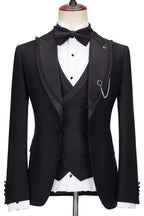 Latest Black 3 Piece Sparkly Peaked Lapel Men Suits