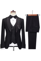 Latest Black 3 Piece Sparkly Peaked Lapel Men Suits