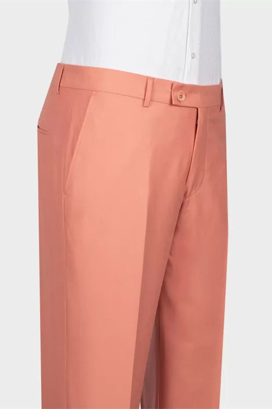 Coral Pink Shawl Lapel Double Breasted Suits For Men