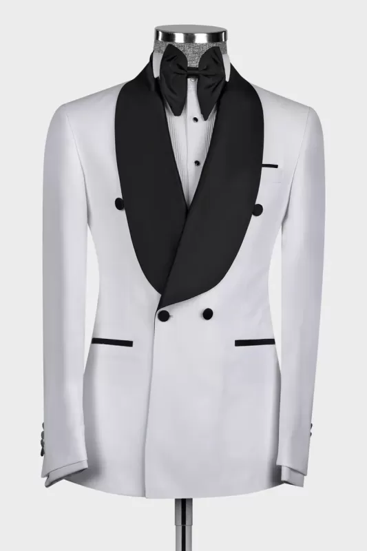 Fashion White Shawl Lapel Double Breasted Suits For Men Main image