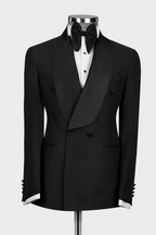 Black Shawl Lapel Double Breasted Handsome Men Suits