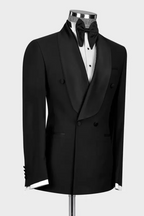 Black Shawl Lapel Double Breasted Handsome Men Suits