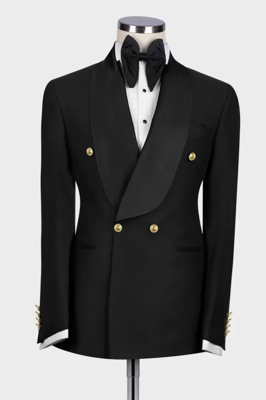 Trendy Black Shawl Lapel Double Breasted Classic Men Suits Main image