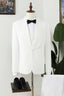 Best Fitted White 3 Piece Shawl Lapel Plaid Men Suits