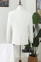 Best Fitted White 3 Piece Shawl Lapel Plaid Men Suits