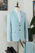 Chic Mint Blue Notched Lapel Gentle Men Suits