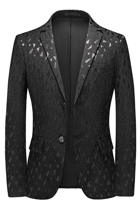 Black Newest Jacquard Notched Lapel Men Suits