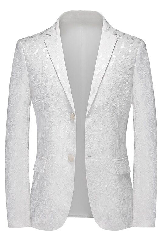 Bespoke White Jacquard Notched Lapel Men Suits
