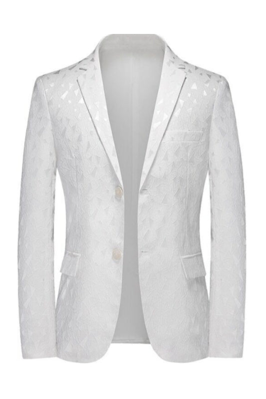 Bespoke White Jacquard Notched Lapel Men Suits
