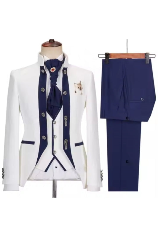 Chic White Jacquard Shawl Lapel Three Pieces Men Suits Secondary image