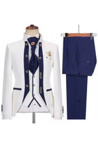 Chic White Jacquard Shawl Lapel Three Pieces Men Suits