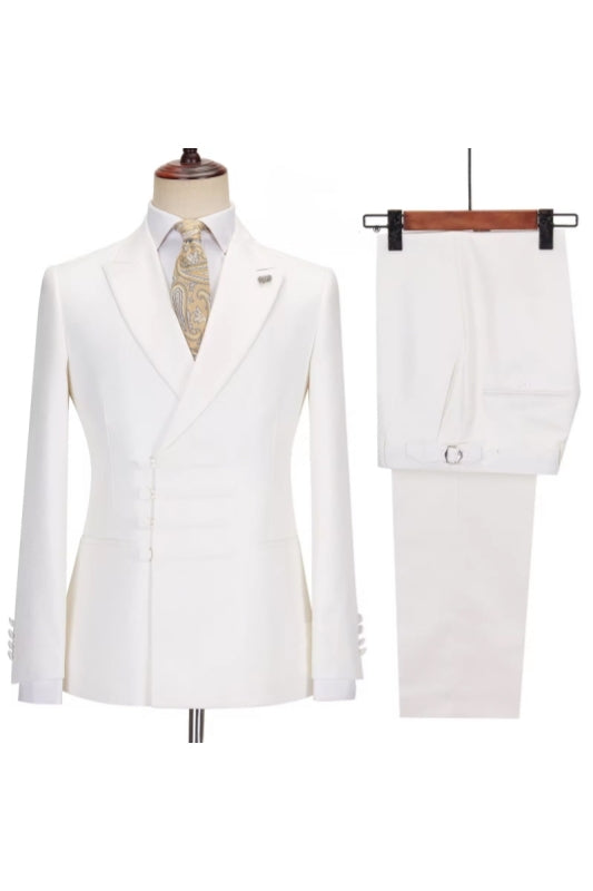 Luxury White Peaked Lapel Handsome Men Suits Secondary image