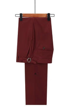 Dark Red Double Breasted Peaked Lapel Men Suits