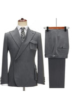 Classic Gray Peaked Lapel One Button Men Suits