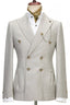 Fancy Light Gray Double Breasted Peaked Lapel Men Suits