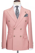 Stylish Pink Double Breasted Peaked Lapel Best Fitted Men Suits