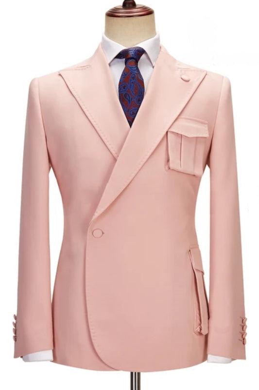 Chic Pink Peaked Lapel One Button Men Suits Main image