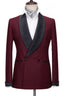 Burgundy Shawl Lapel Double Breasted Charming Men Suits