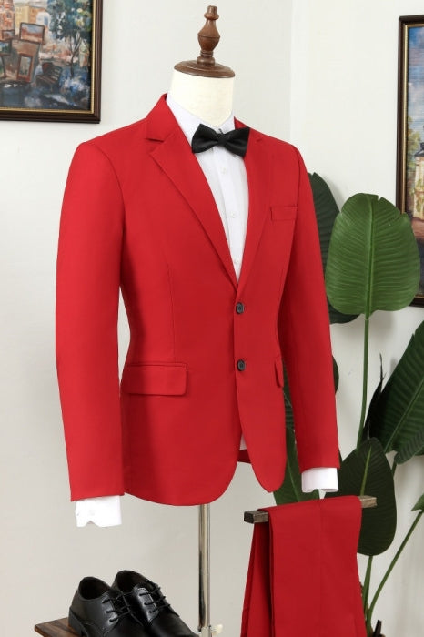 Fashion Red Notched Lapel One Button Men Suits Secondary image