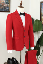 Fashion Red Notched Lapel One Button Men Suits