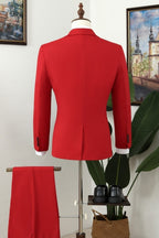Fashion Red Notched Lapel One Button Men Suits