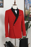 Bespoke Red Slim Fit Black Shawl Lapel Men Suits