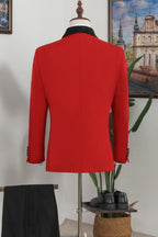 Bespoke Red Slim Fit Black Shawl Lapel Men Suits