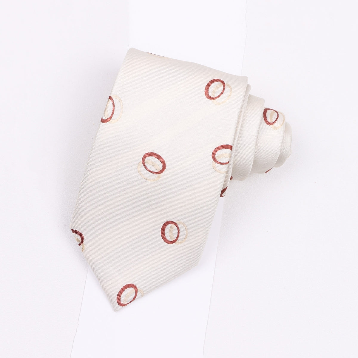 Cream Circle Pattern Men’s Formal Tie Main image