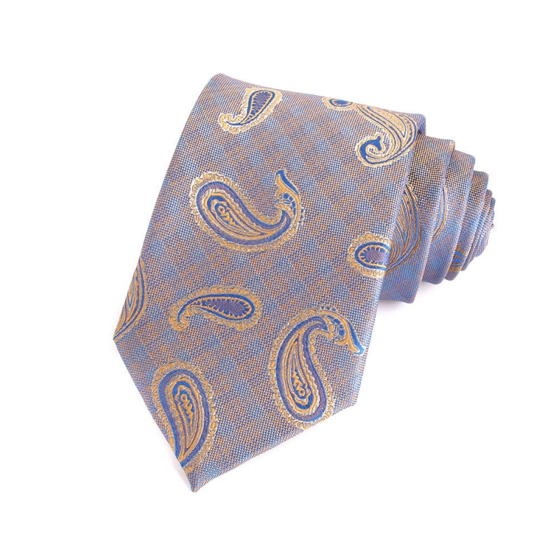 Modern Blue Gold Paisley Men’s Tie