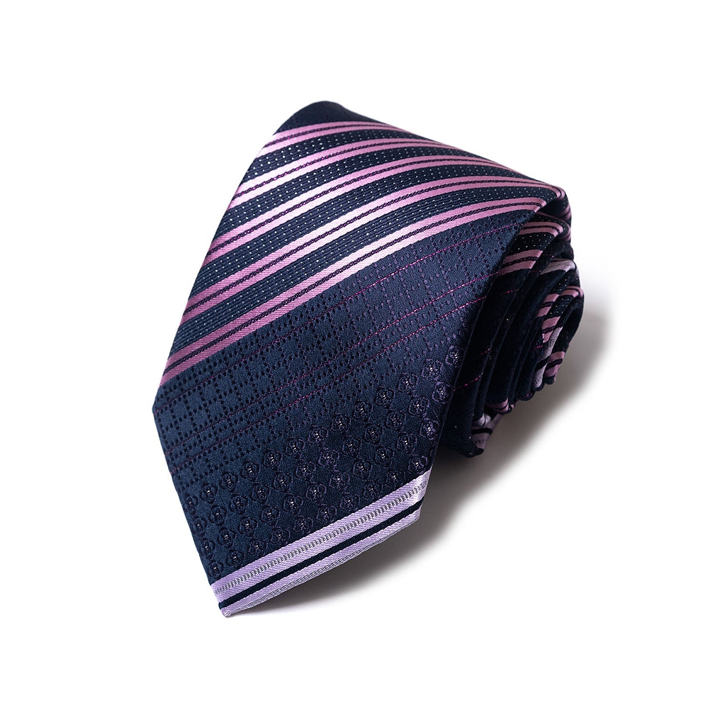 Trendy Men's Navy Pink Striped Tie Main image