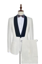 Simple White One Button Black Shawl Lapel Men Suits
